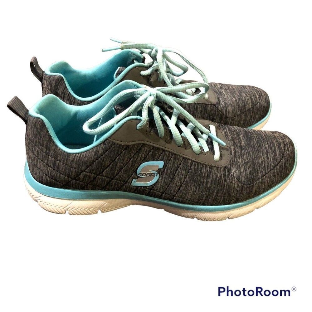 Skechers Women's Gray and Light Blue Athletic Sneakers